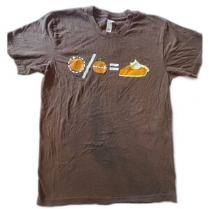 VTG Shirtwoot Pumpkin Math Pi Pie Shirt Brown Men's SIZE M Cotton Thanksgiving